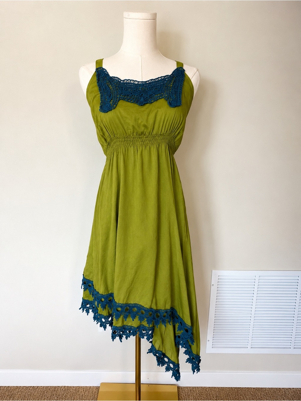 Matilda Jane Good Hart Summer Breeze Dress M Green Blue Crochet Boho